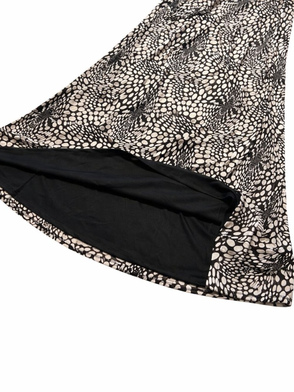 Black White Maxi Dress L Wrap Style Elastic Waist Tie Belt - Picture 3 of 4